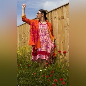 Mara Gibbucci tie dye spring summer dress 100% linen. Size XL lounge